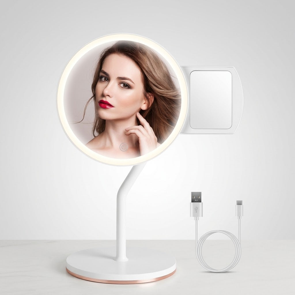 5X Magnifying LED Makeup Vanity Mirror – Dimmable 3-Color Lights