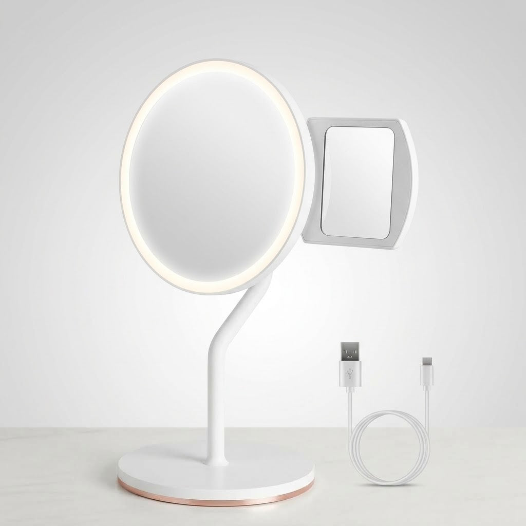 5X Magnifying LED Makeup Vanity Mirror – Dimmable 3-Color Lights